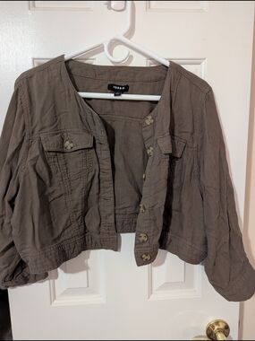 Torrid Women's Olive Cropped Button Jacket